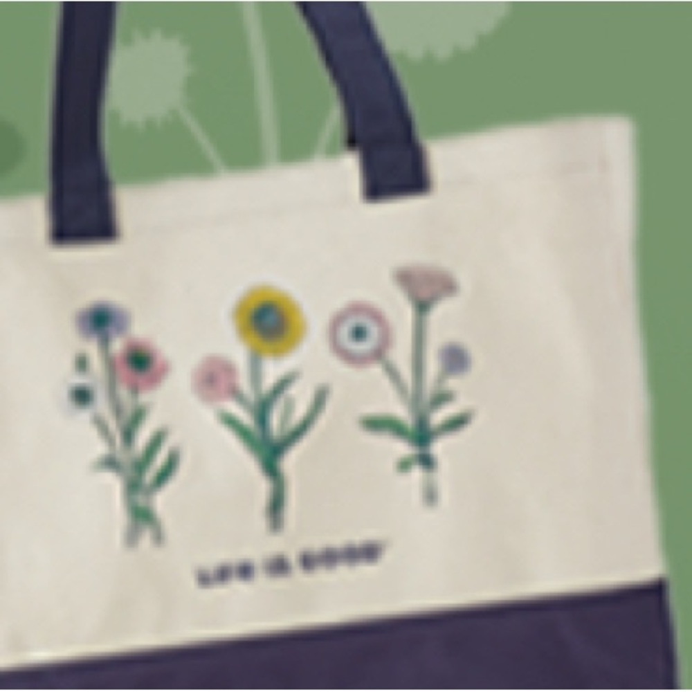 Life is Good Floral Canvas Tote Bag - Picture 5 of 6